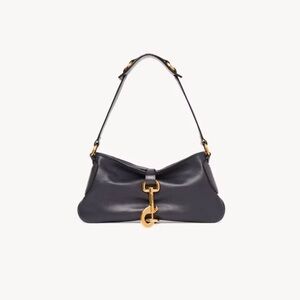 Chic Navy Black Leather Shoulder Bag NEW!!!